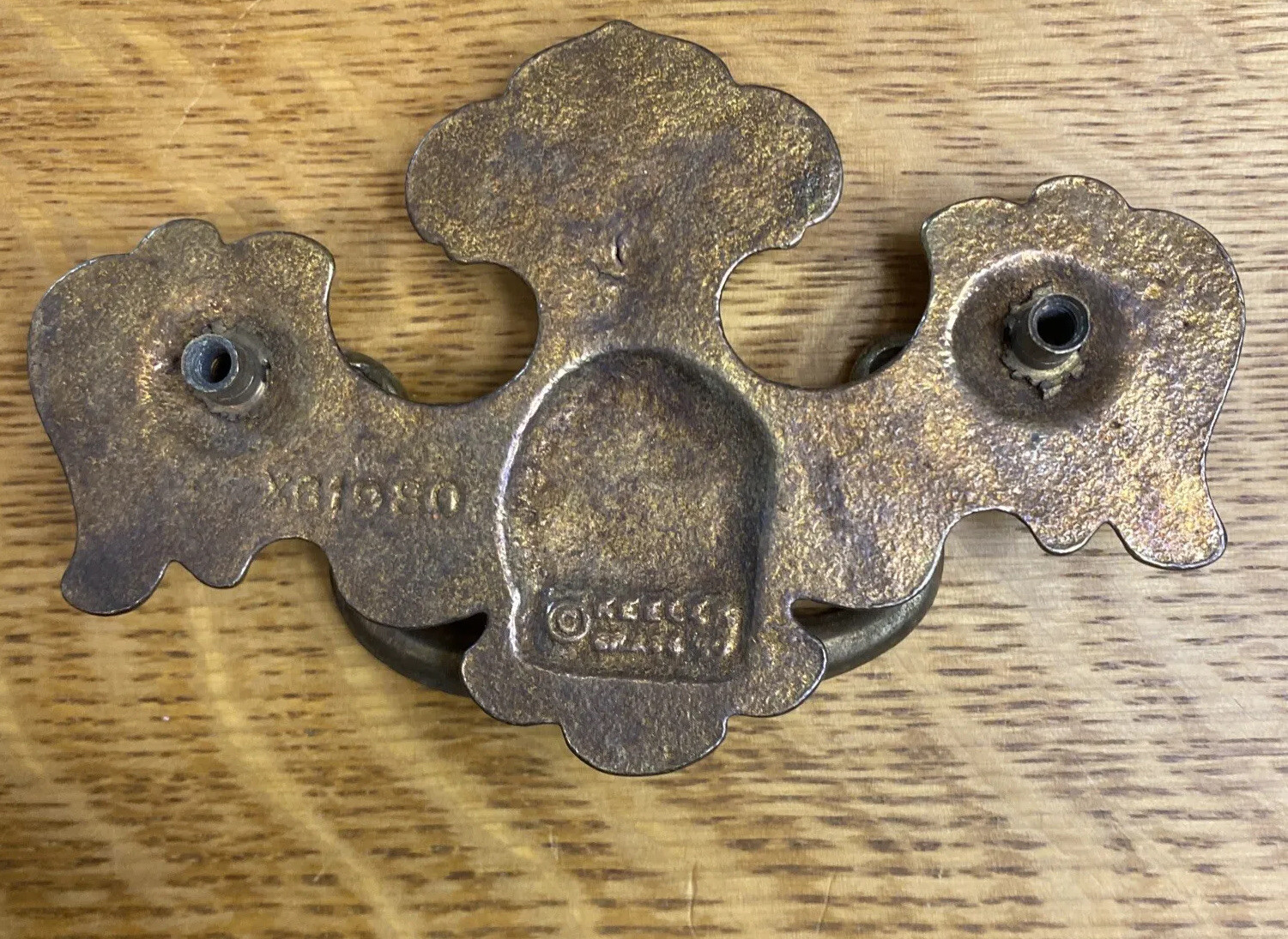 Heavy Brass Drawer Pull Chippendale Style Batwing Hardware KBC Keeler Vtg 4.55″