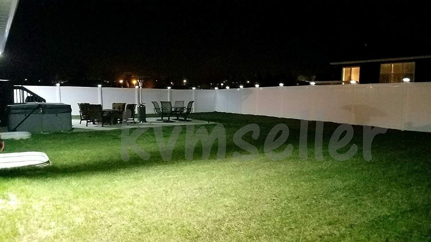 Relightable 18pk Solar Powered LED White 4X4 Wood & Vinyl Deck Post Fence 244WC
