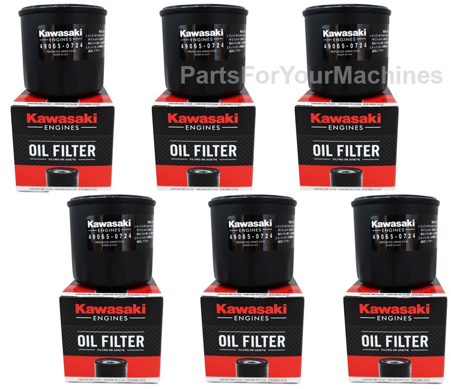 (6) OIL FILTERS OEM KAWASAKI 49065-0724 aka 49065-7010, 49065-2078, MADE IN USA