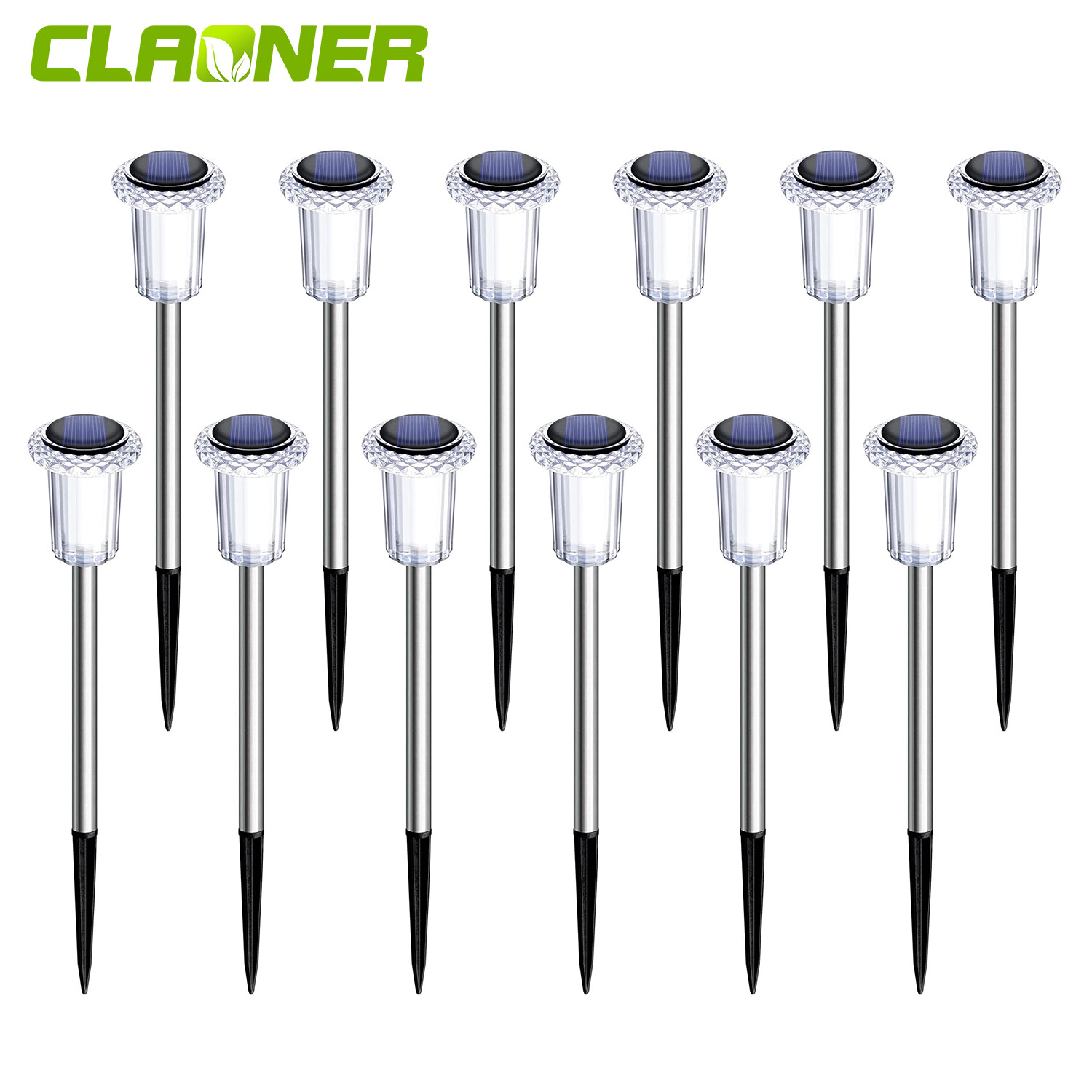 CLAONER Solar Pathway Lights Outdoor Garden Yard Waterproof Landscape LED Light