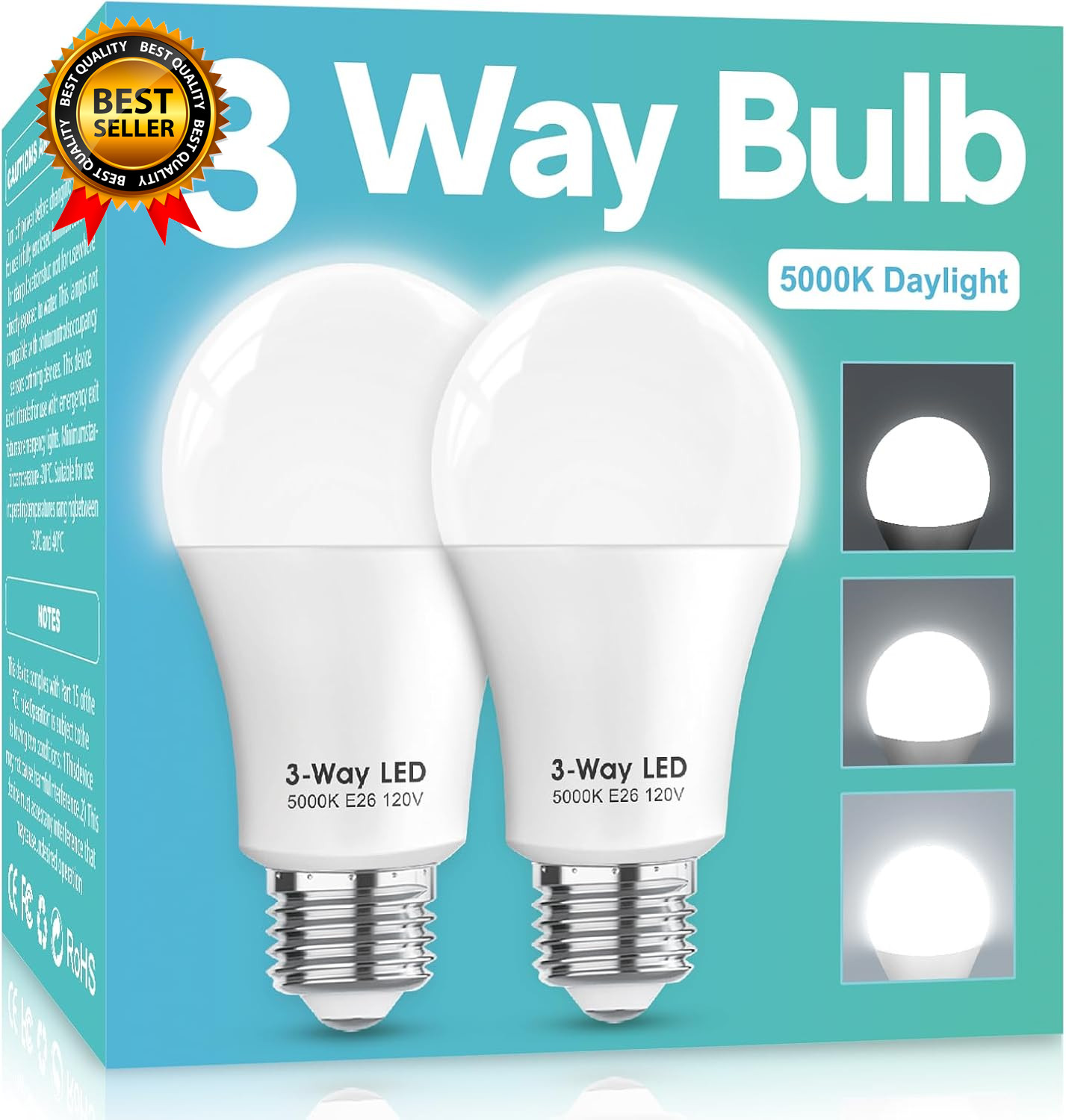 3 Way LED Light Bulbs 50 100 150W Equivalent Daylight White 5000K 3 Way Light