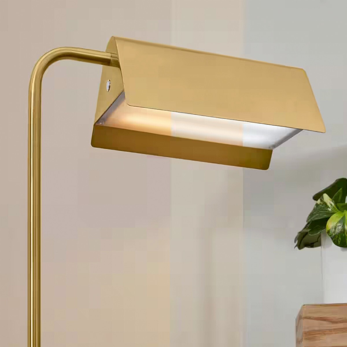 Hampton Bay Wesleigh 59 in. Adjustable CCT Aged Brass Floor Lamp New
