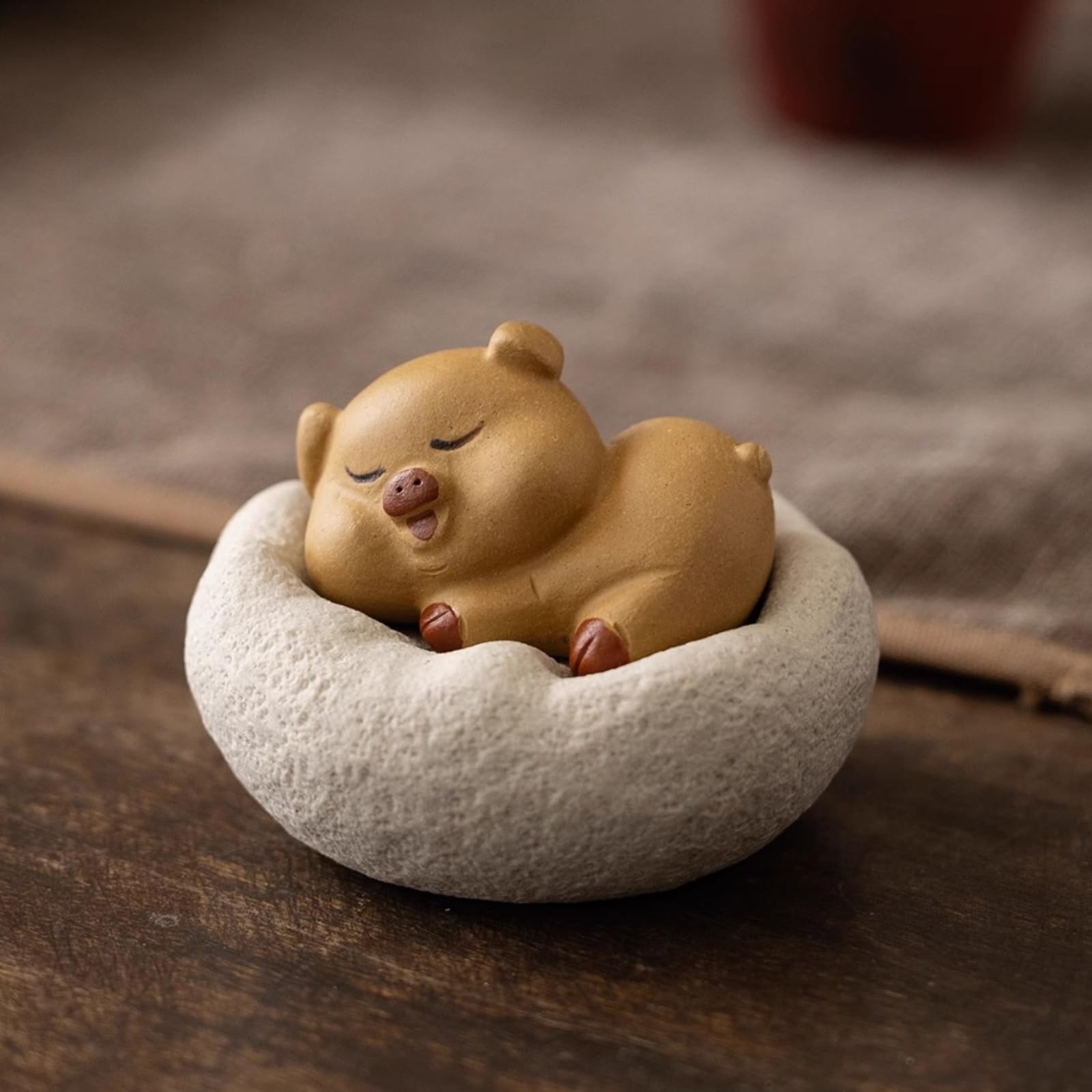 Piggy Yellow Mud Purple Sands Tea Pet Ornament 6.2cm Tea Set Decoration Tea Play