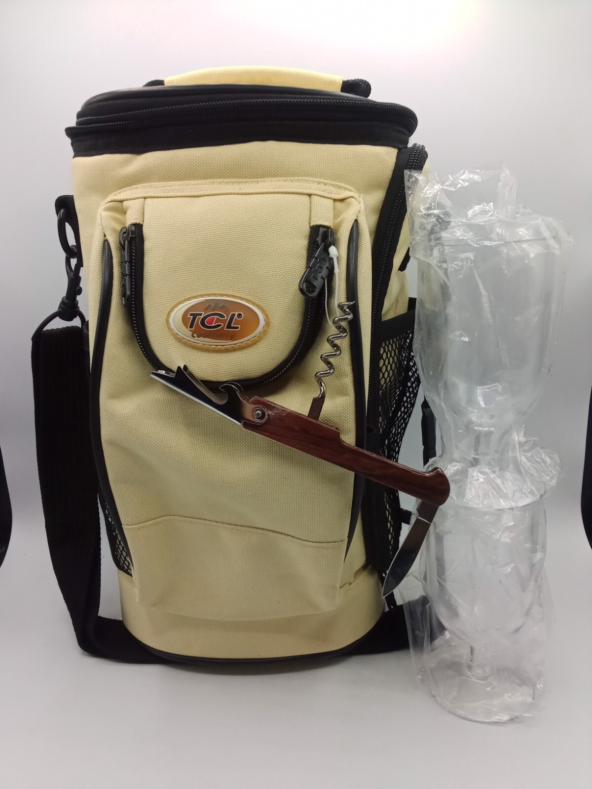 TCL Travelers Club Cream Cool Carry Insulated Cooler for Wine Drinks Camping