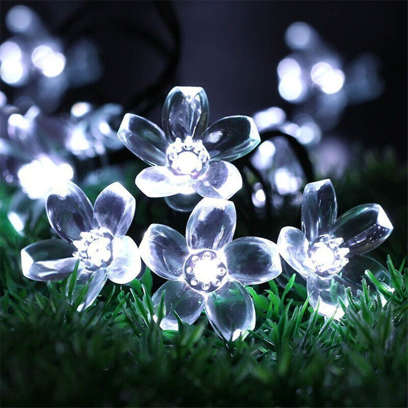 14M 100 LED Solar Powered Fairy String Flower Lights Outdoor Garden Multicolor