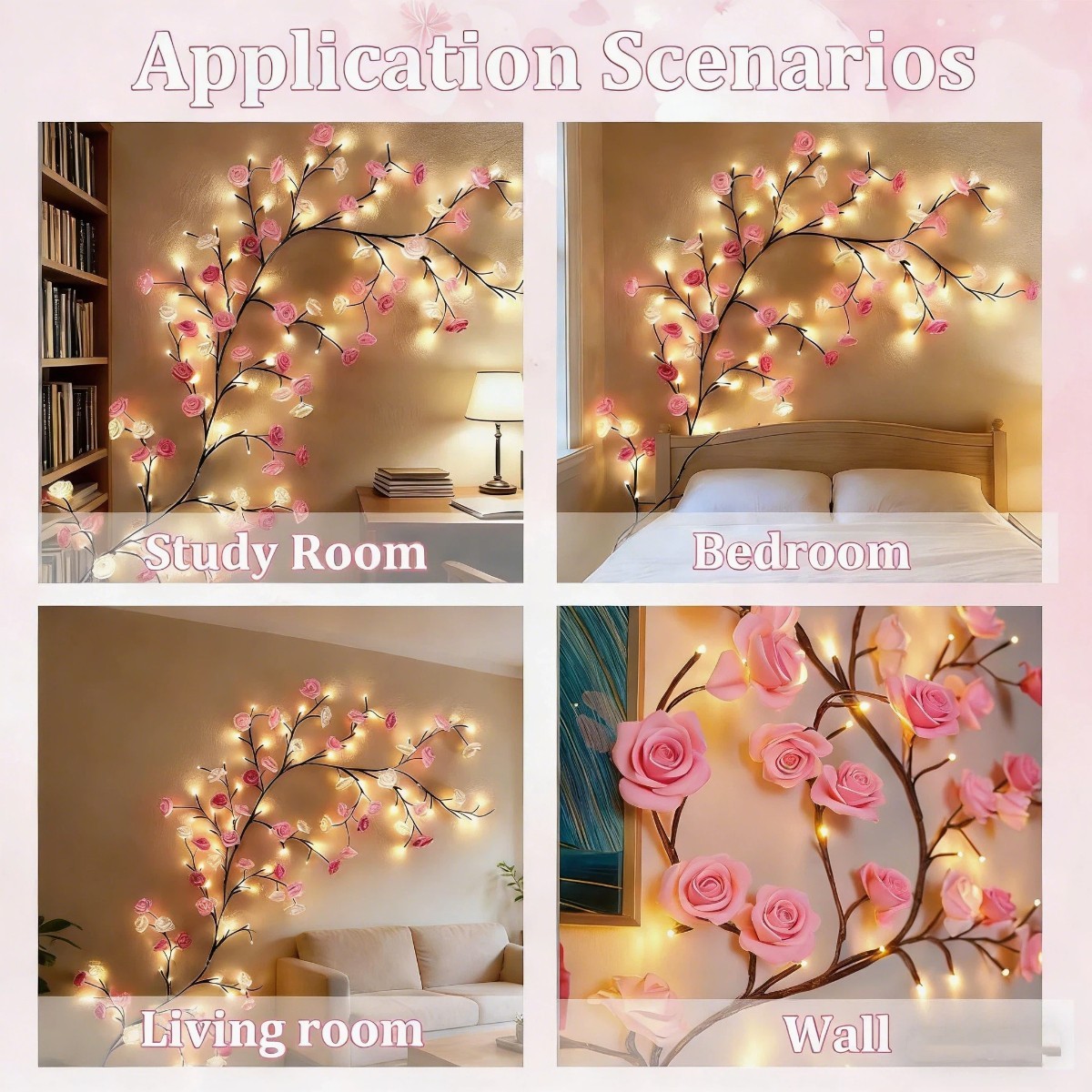 Enchanted Willow Vine Lights for Wall: 96 Led Twinkling Tree Branch Cherry Light