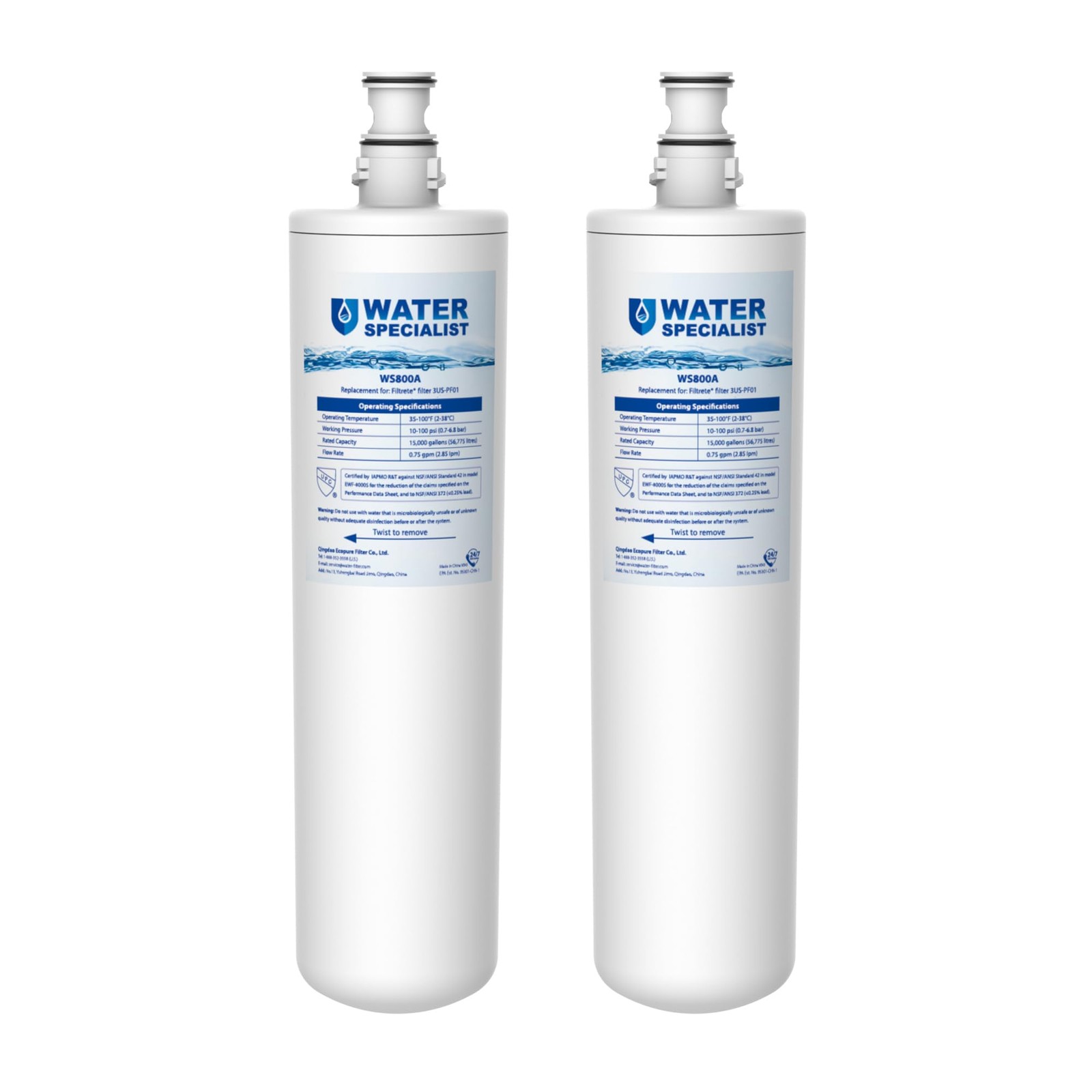 3US-PF01 3US-MAX-F01 Replacement Filter, NSF/ANSI 42 Certified Replacement fo…