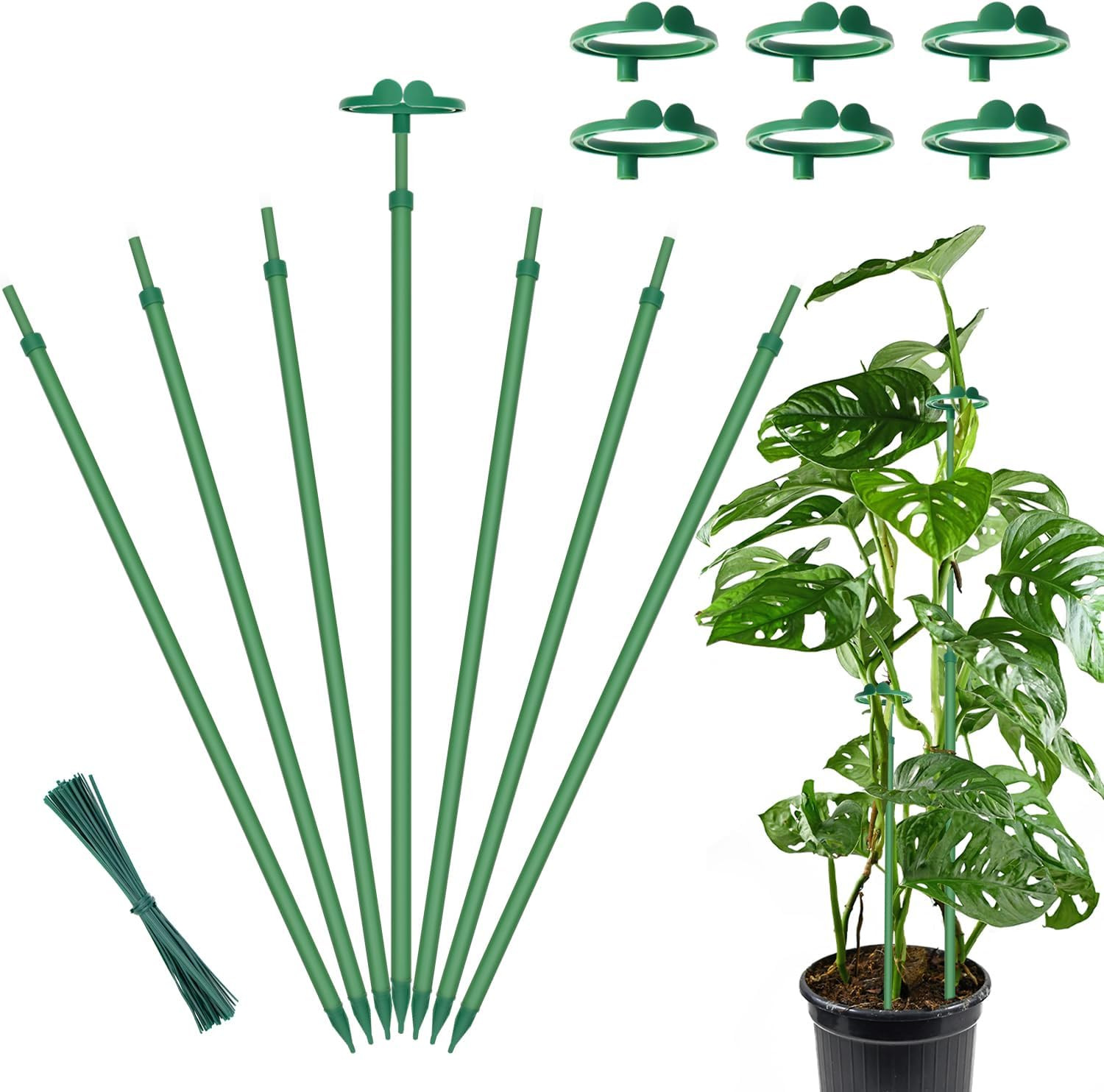 Extendable Plant Stakes,Adjustable Length from 14.3IN to 25IN Monstera Support S