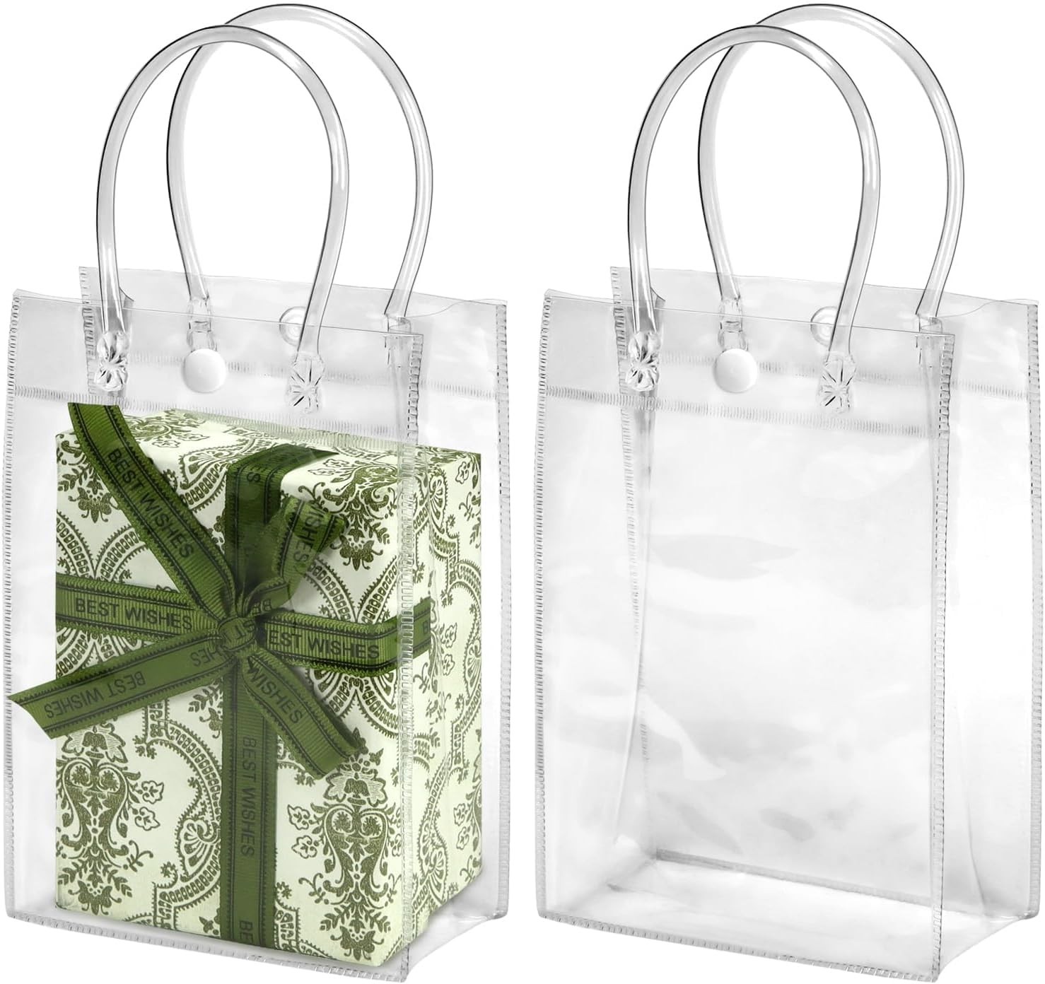 15 PCS Clear Gift Bags W/Handles 5.9 x 7.9 x 2.8 In Small Clear Plastic Party
