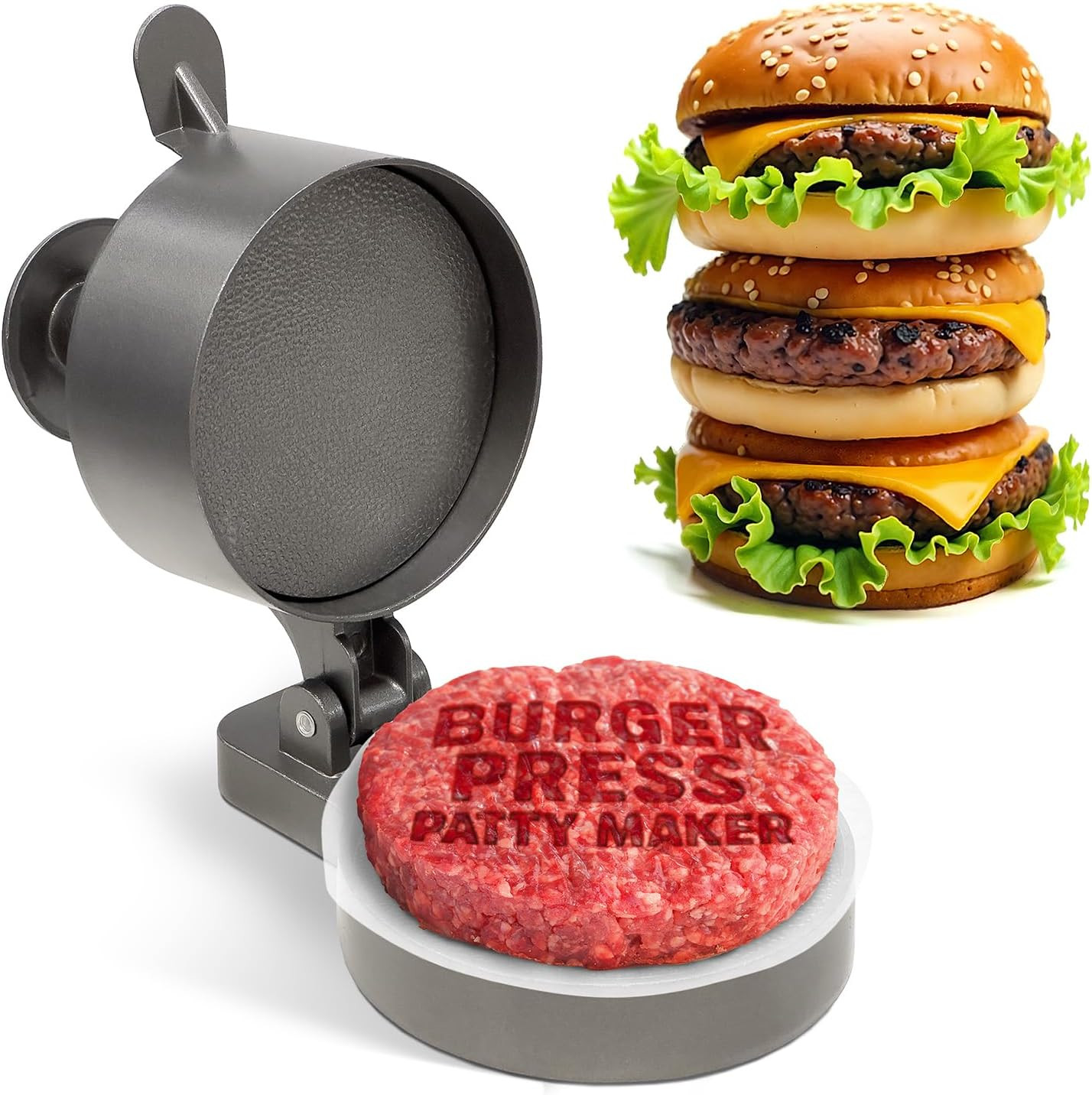 Burger Press Patty Maker Adjustable Thickness 1/4 Lb to 3/4 Lb with Ejector