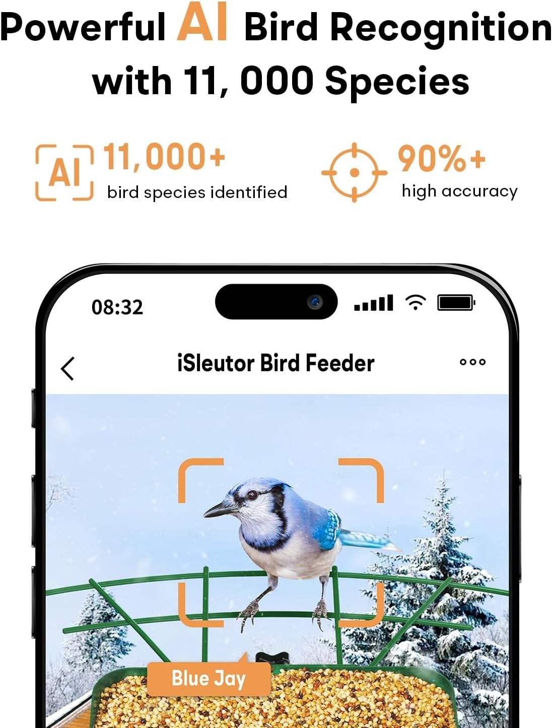 Metal Smart Bird Feeder with Camera – Solar Powered, AI Bird Identification & 2.