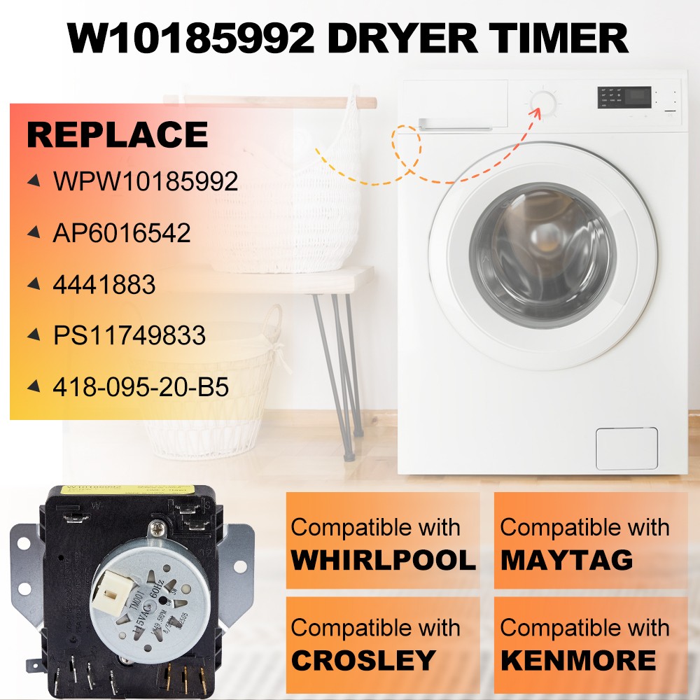 Dryer Timer Control for Maytag MEDC465HW0 Whirlpool W10185992（WPW10185902）