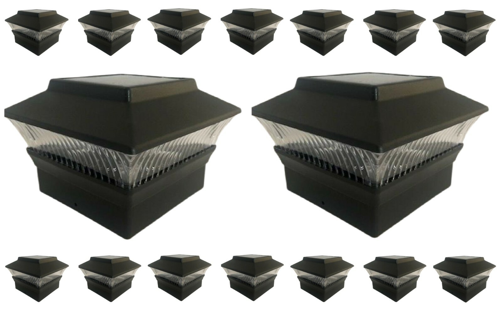 Solar Post Cap Light 16 Pcs 4×4 Solar Black Color Square Post Fence Cap Light