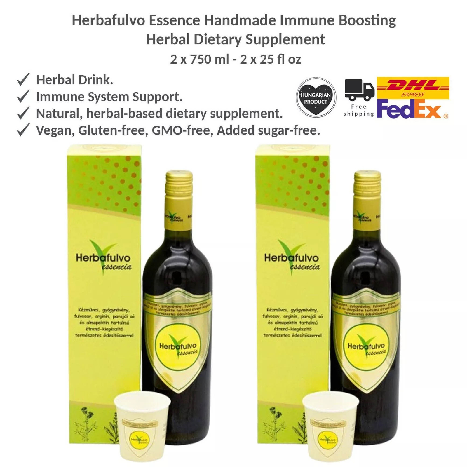 Herbafulvo Essence Handmade Immune Boosting Herbal Dietary Supplement 750ml x 2