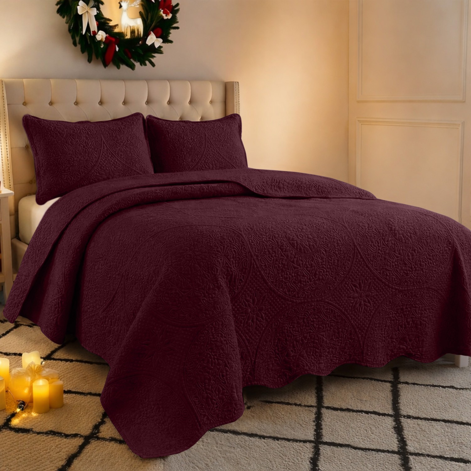Luxury Cooling Bedspread Quilt Set Lightweight Summer Coverlet Throw Queen King
