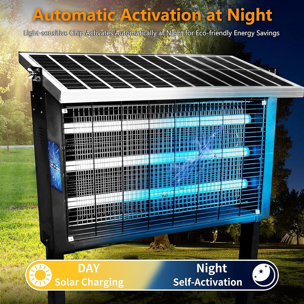 Solar Bug Zapper Outdoor Mosquito Zapper 4500V Waterproof Electric Fly Zapper US