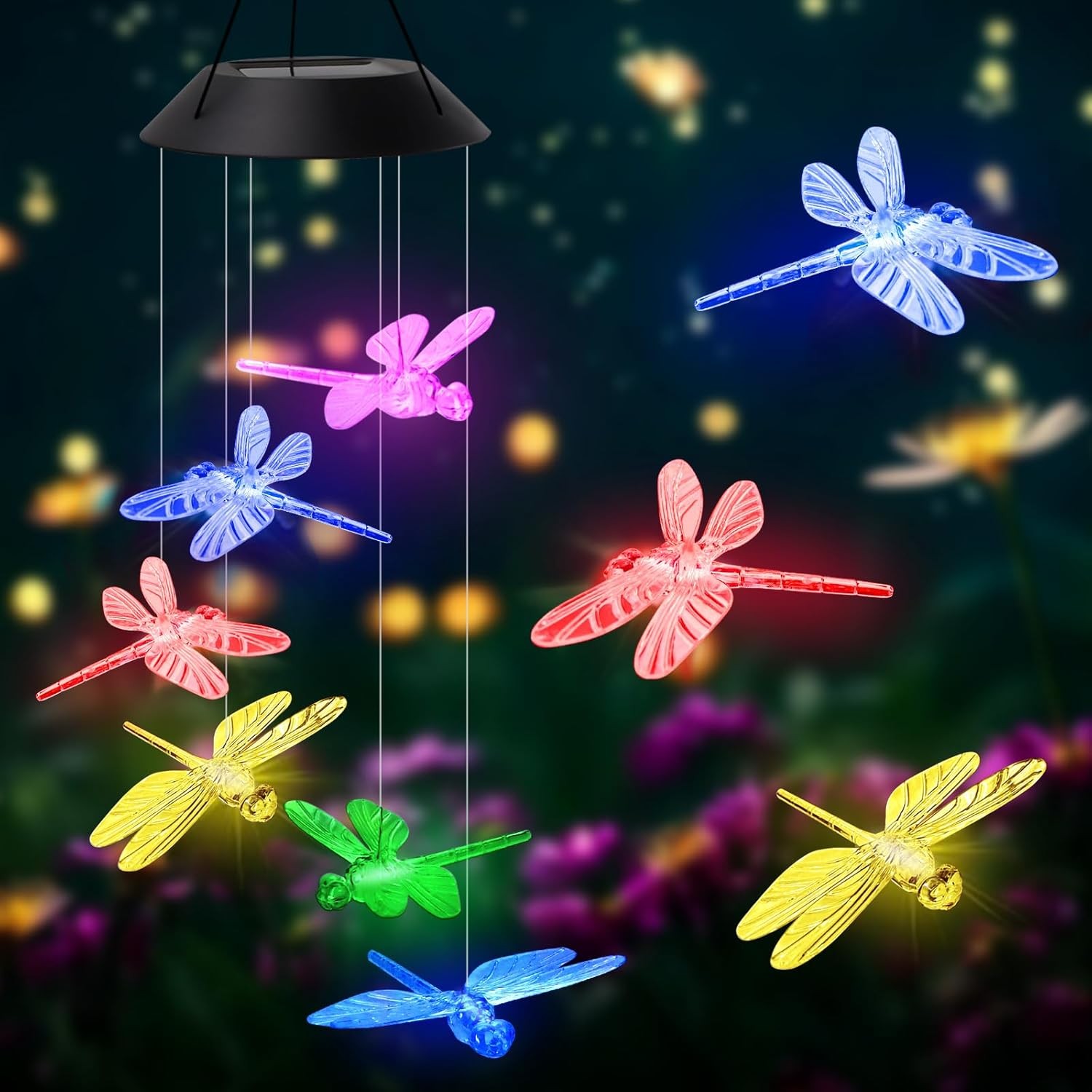 Solar Powered LED Light Decor Wind Chimes Garden Hanging Colour Changing Outdoor
