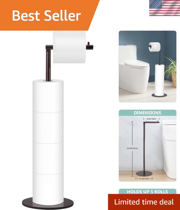 Toilet Paper Holder Stand Modern Bathroom Storage Free Standing Bronze