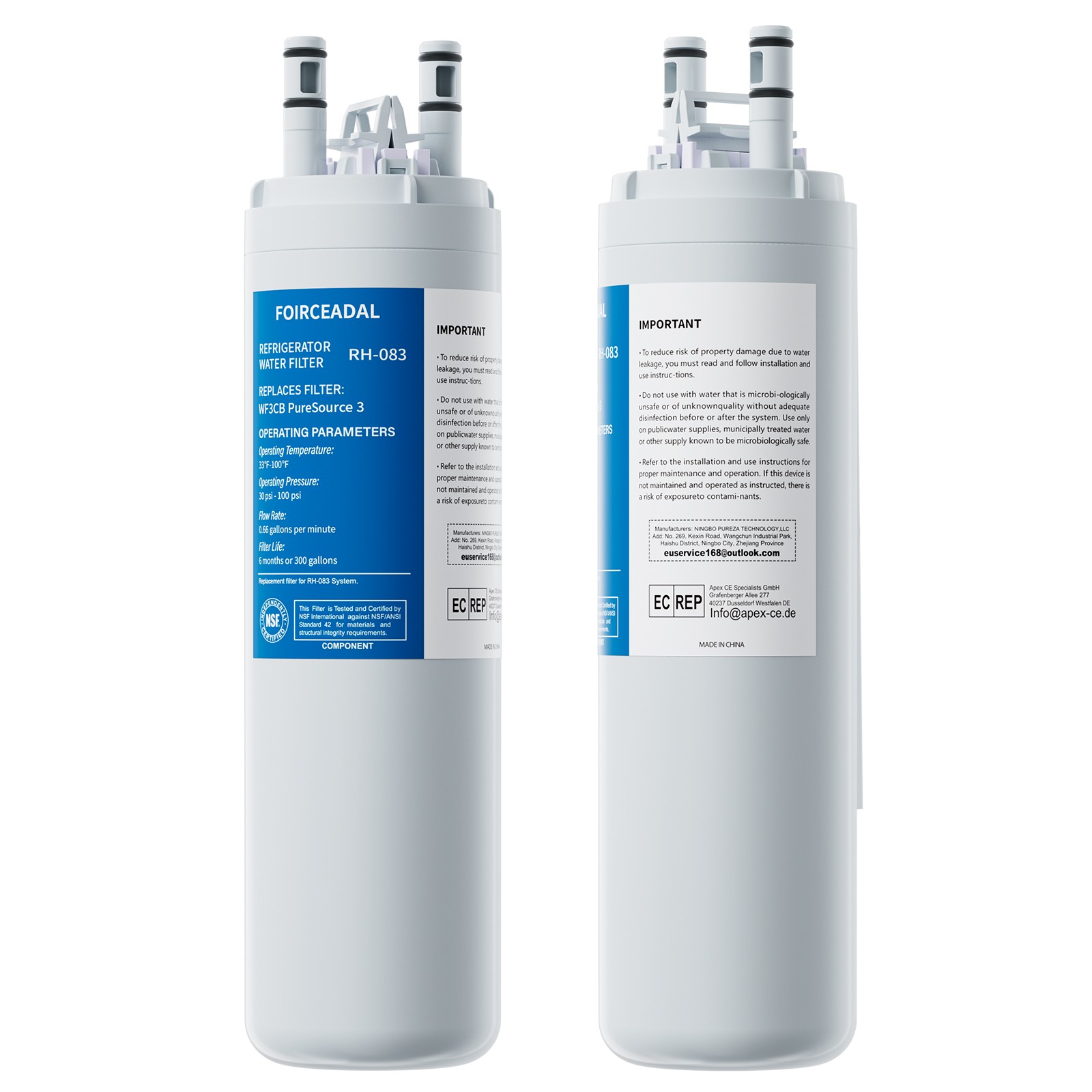 2-6PACK For Frigdaire WF3CB PureSource 3 Refrigerator Water Filter New Sealed