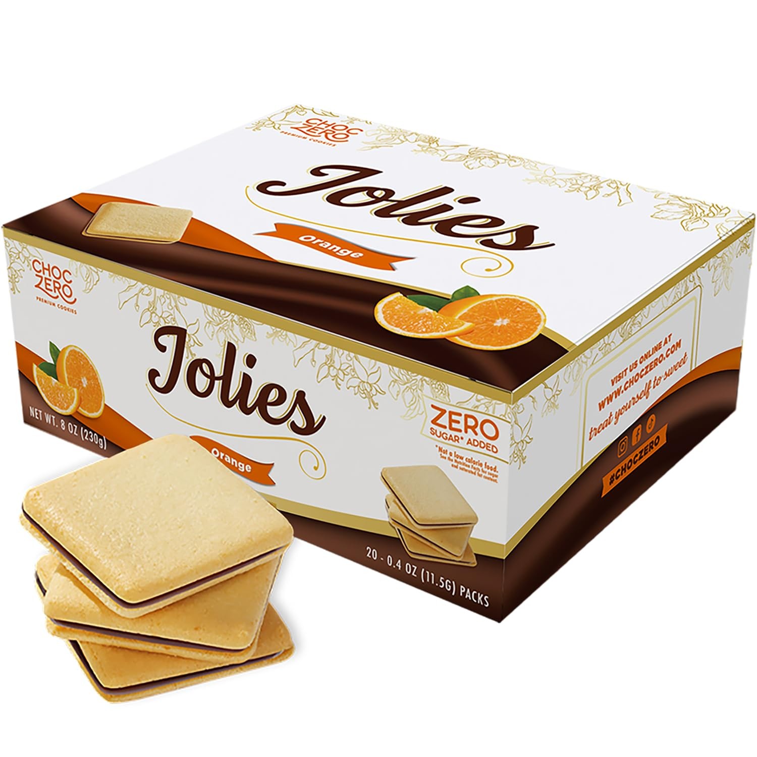 ChocZero Chocolate Cookies, Dark Orange Jolies, Gluten Free, Sugar Free, 20 pcs