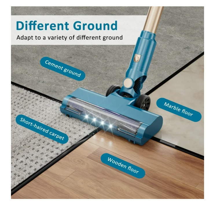 PrettyCare Cordless Vacuum Cleaner Lightweight Stick Vacuum 38kPa with 45min Run