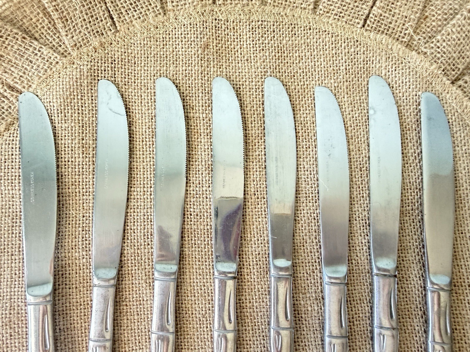 Bamboo Pattern Stainless Korea Dinner Knife set of 8-8 3/4″ Long