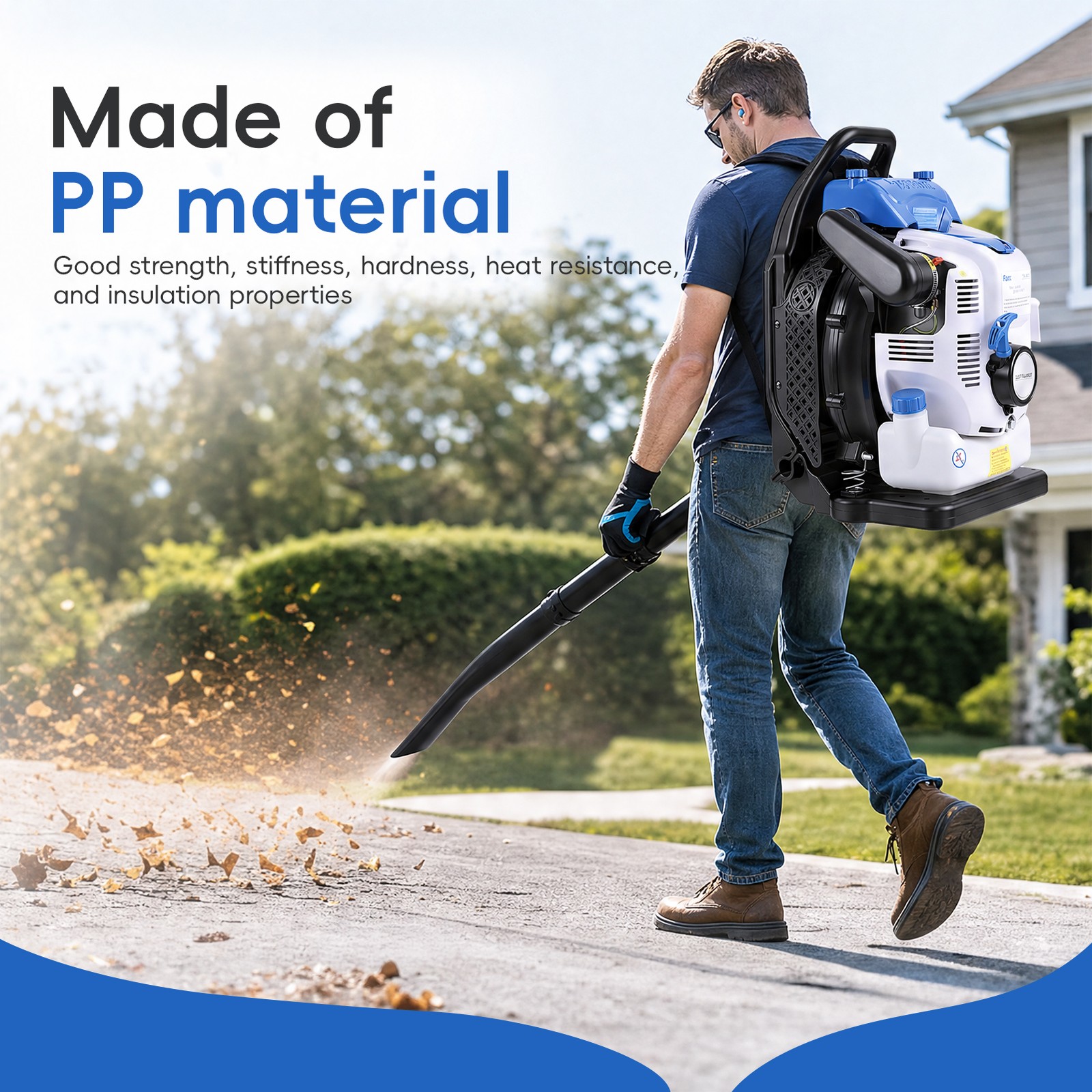 Leaf Blower 75.6CC 4-Stroke Backpack Gas Powered Leaf Blower 275MPH Wind Speed