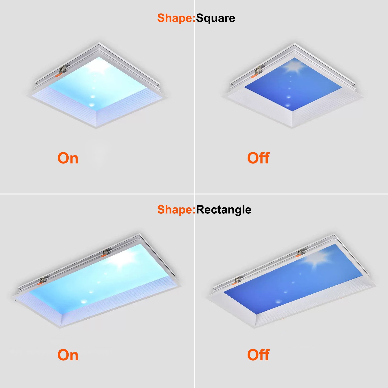Dimmable 72W LED Panel Sunshine Light Fixture Roof Window Blue Sky Ceiling Lamps