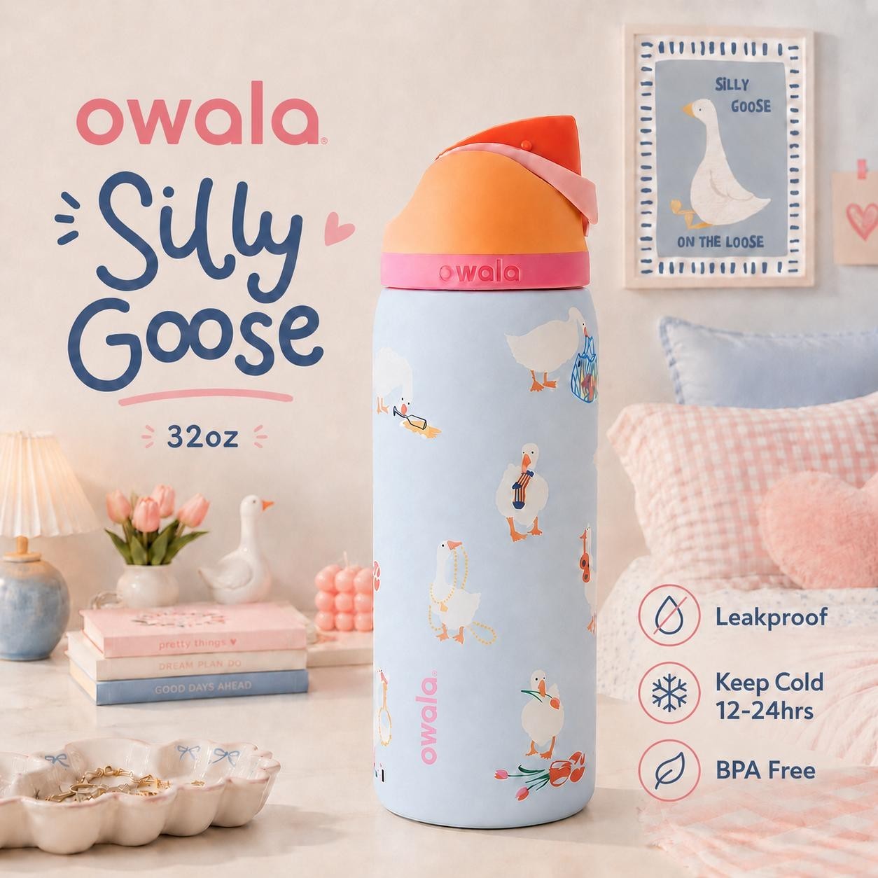 Owala Silly Goose 32 Oz FreeSip Water Bottle