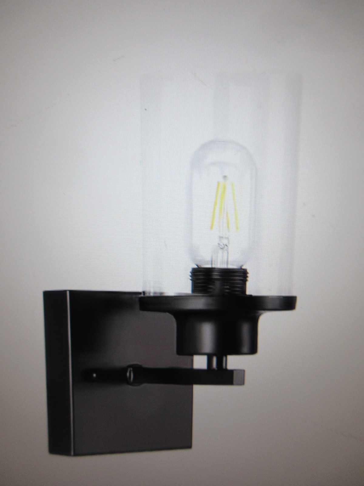 Briignite 7.09 in. 1-Light Antique Black Wall Sconce with Clear Glass Shade