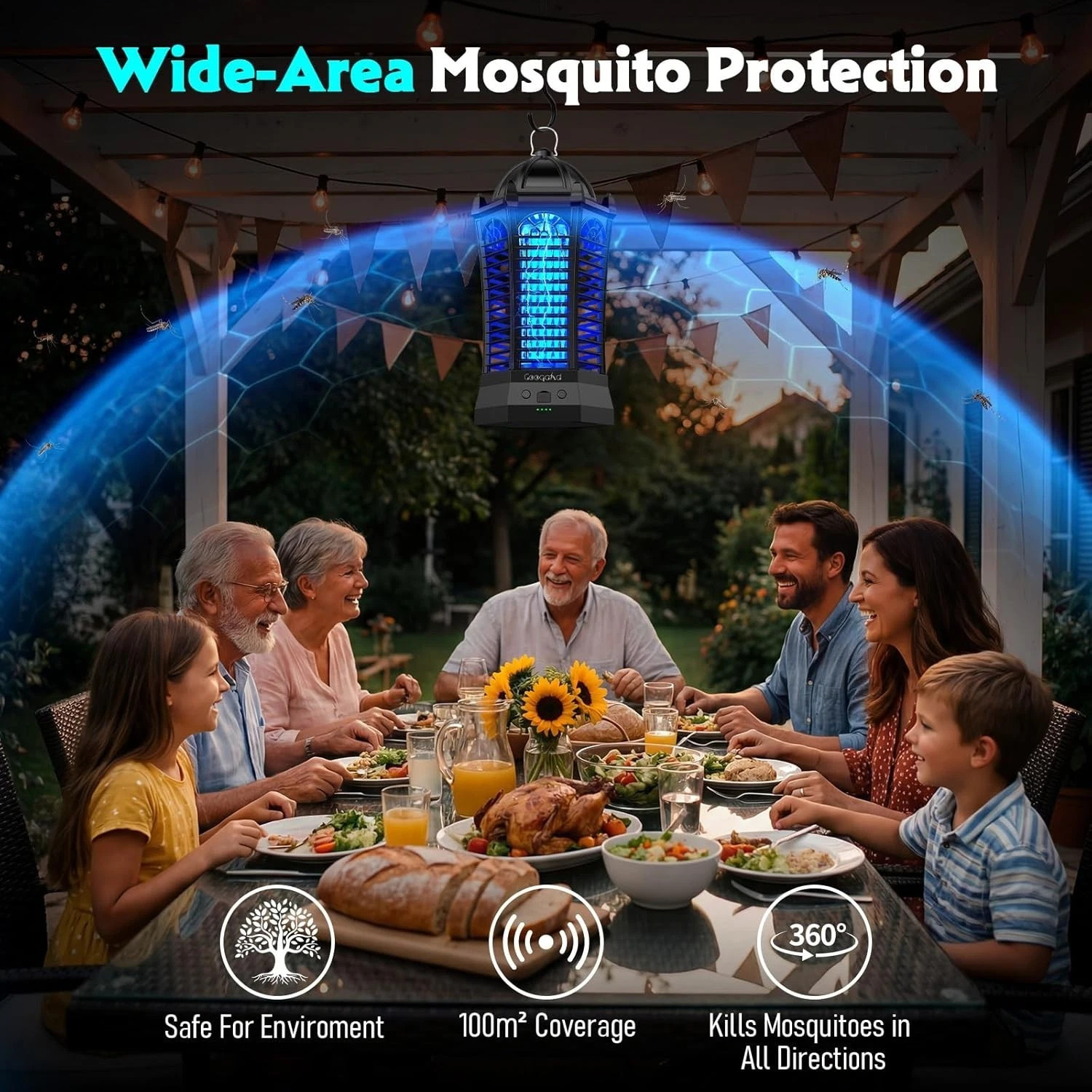 Waterproof Electronic Bug Zapper 4500V Mosquito Zapper for Outdoor and Indoor
