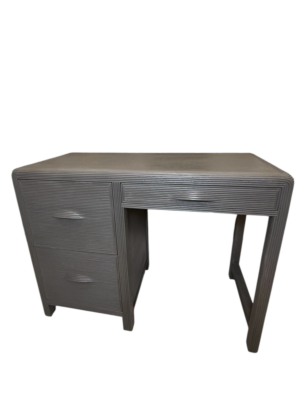 Vintage Waterfal Art Deco Writing Desk Solid Wood 3 Drawer Bronze Finish