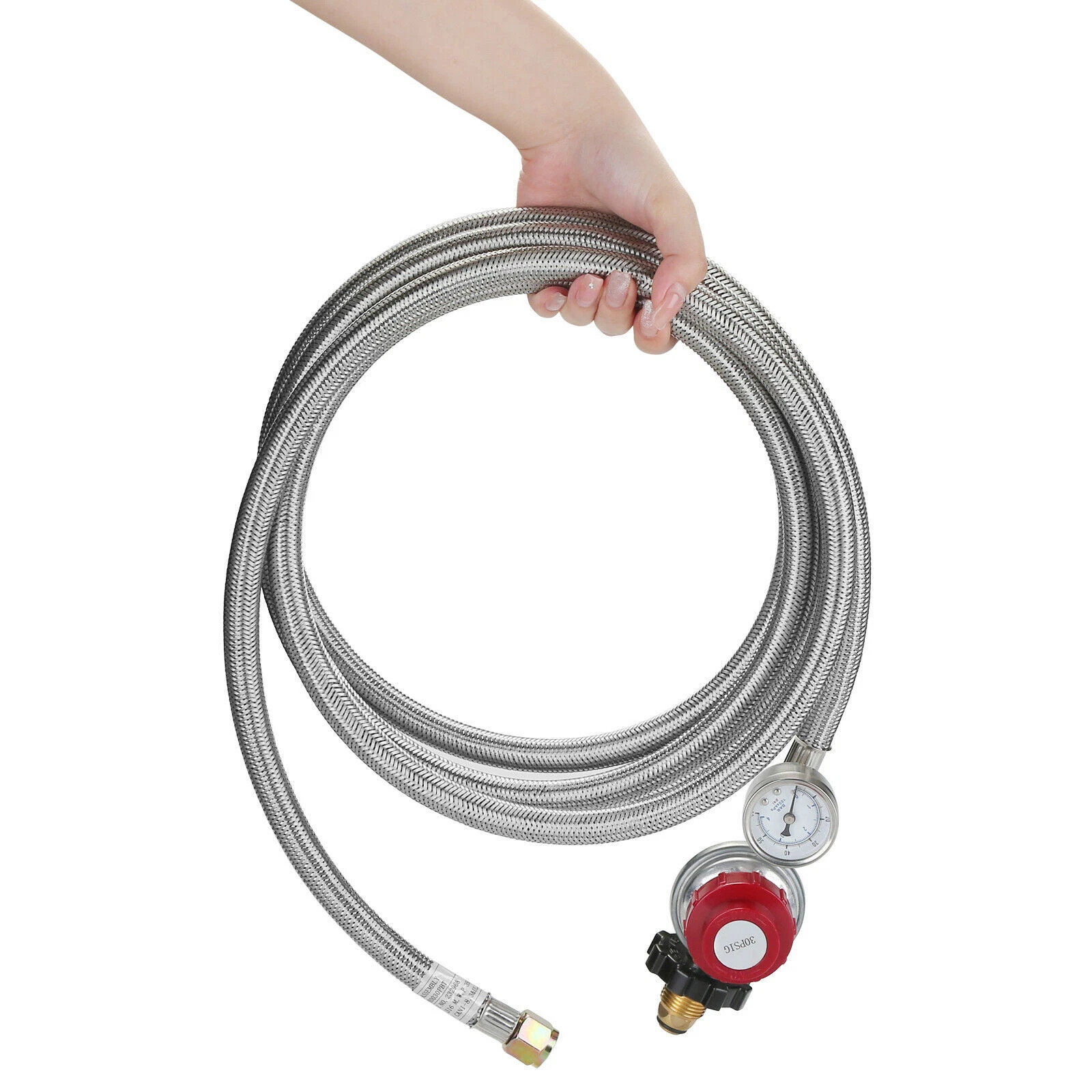 12FT High Pressure Adjustable Propane Gas Regulator Hose Indicator, Stainless