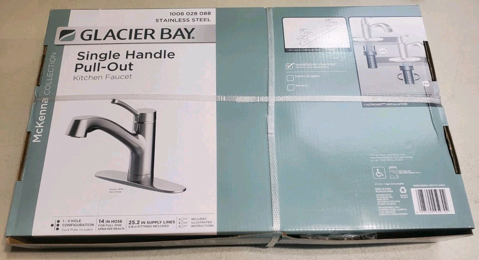 Glacier Bay Single Handle Pull Out Sprayer Kitchen Faucet Stainless Steel