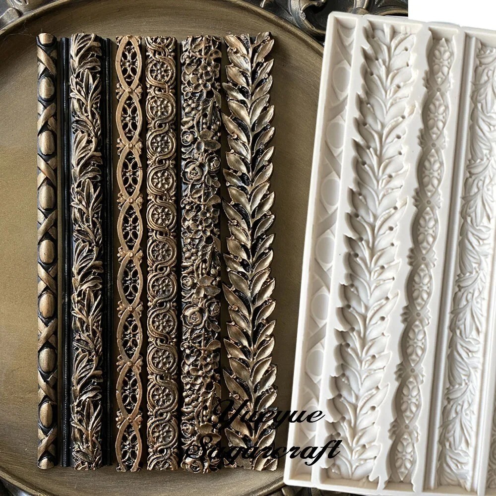 Border Relief Silicone Epoxy Baroque Scroll Silicone Mold Fondant Sugarcraft