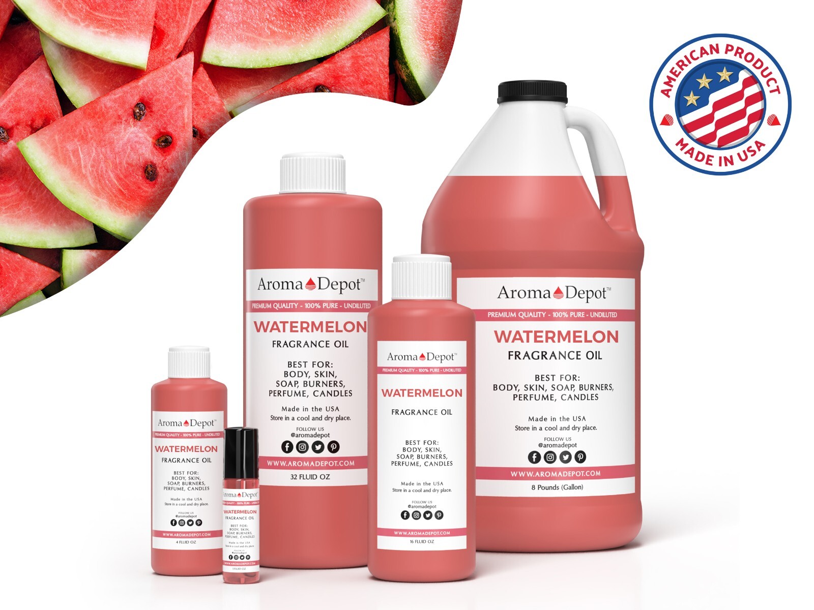 Watermelon Fragrance Oil for Perfume Body Oil Unisex Candle Soap Bath Bomb