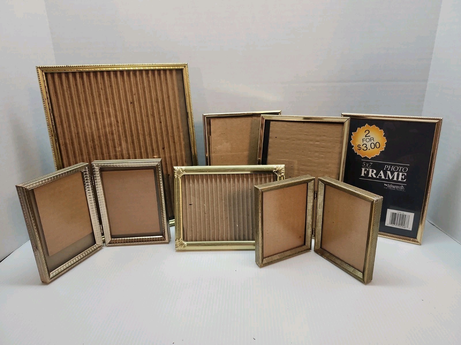 Antique Vintage Picture Frame Lot Of 7 Brass Gold Tone MCM Mixed Varies Ornate