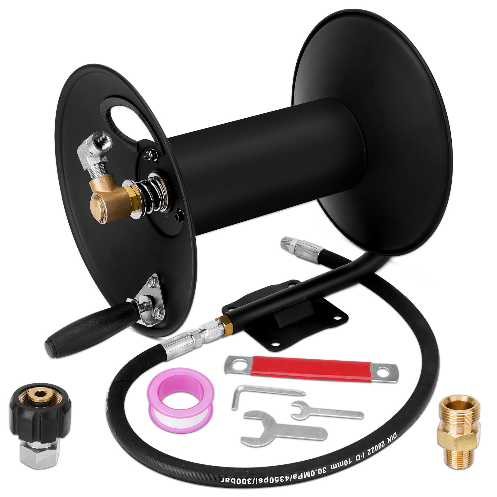Pressure Washer Hose Reel W/ Jumper Hose for 3/8″NPT X100ft 4000PSI Retractable