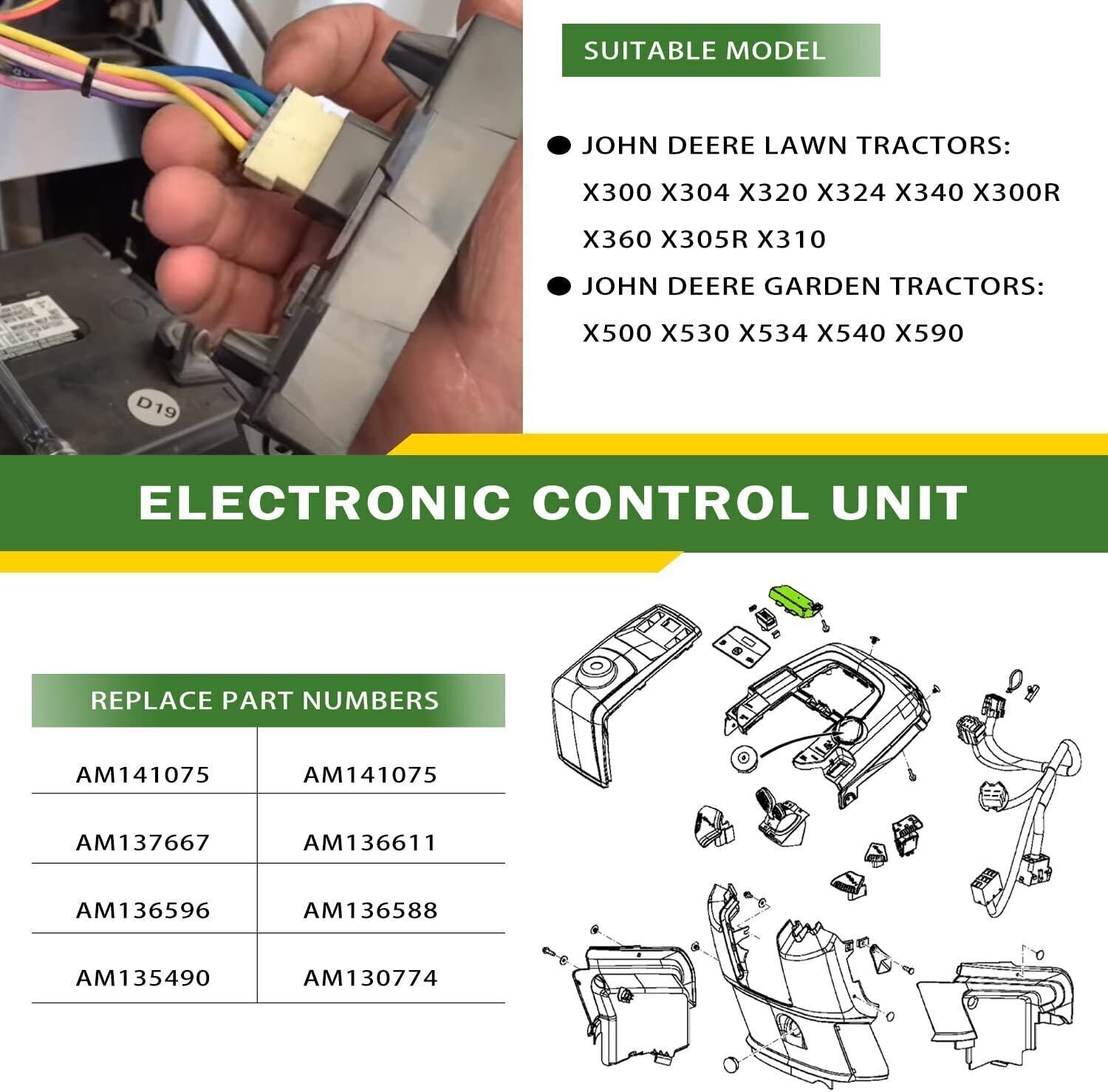 Electronic Control Unit Module AM141075 For John Deere X300 X320 X324 X500 X540