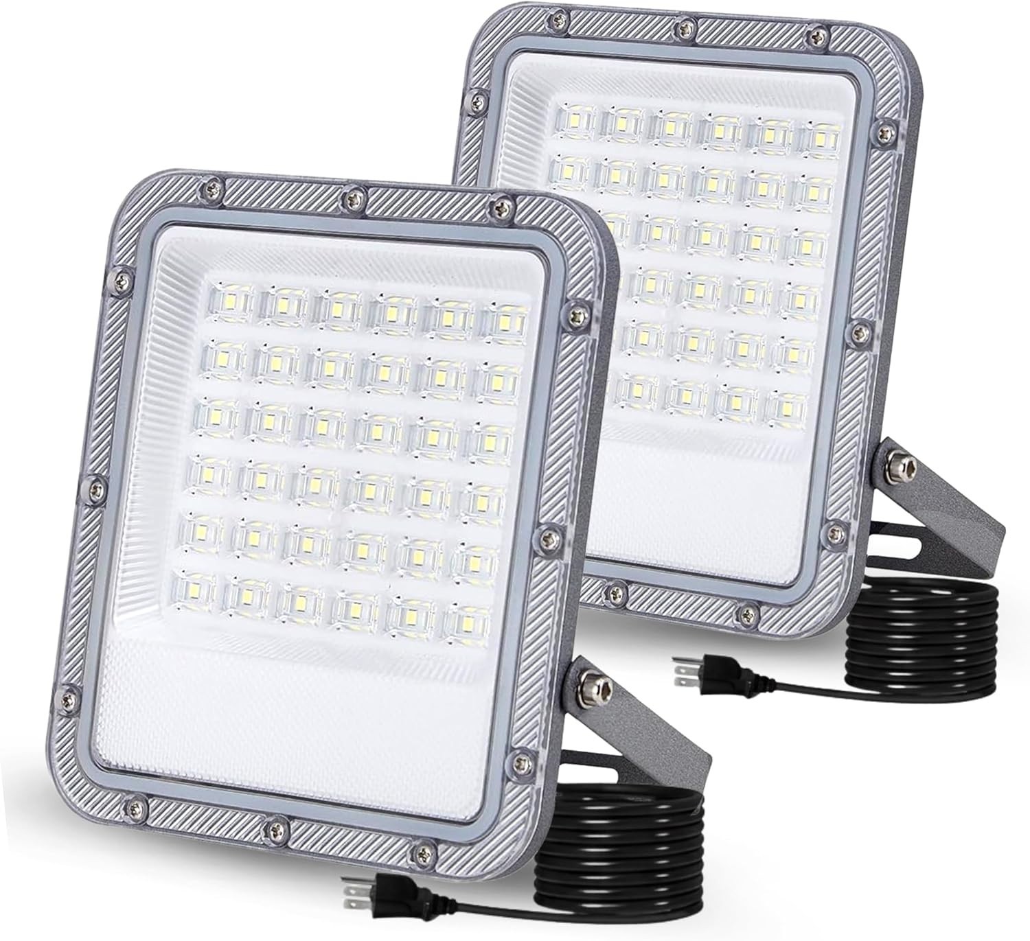50W LED Flood Light Outdoor, IP66 Waterproof, 6500K Daylight White, 5500LM, 2Pcs