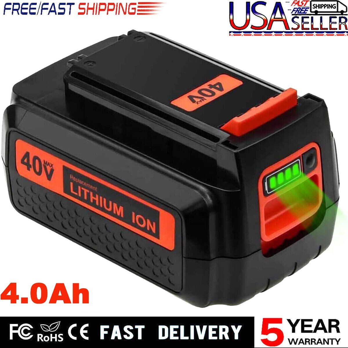 36 Volt For Black & Decker 36V 4.0Ah Max Lithium Battery LBX2040 LBXR36 LSW36