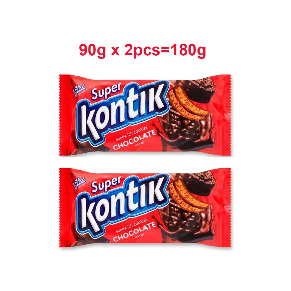 Super Kontik Single or Mix 2pcs 90g, 2 pcs=180g/6.35oz Sandwich Cookies Ukraine