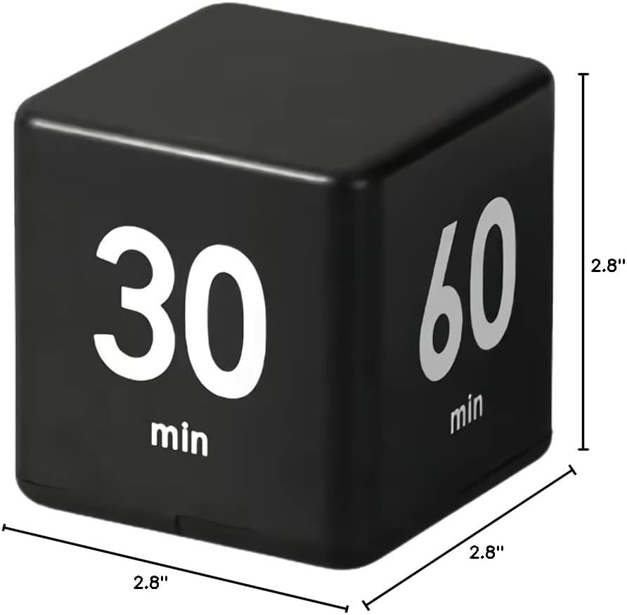 Feilifan Flip Timer, Productivity Cube Timer for Kitchen 15-20-30-60min,black