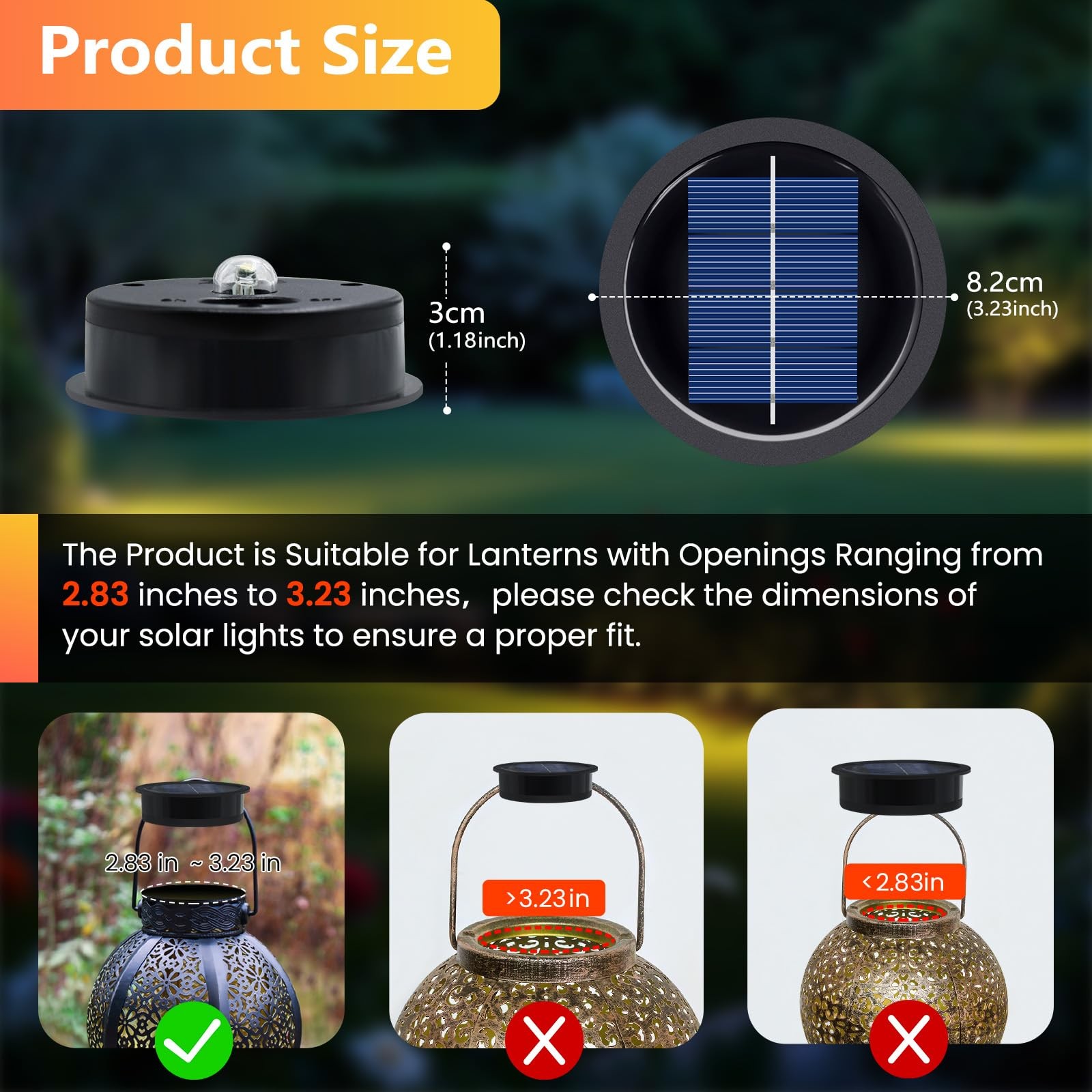 4 Pack Solar Light Replacement Top, Solar Panel for Outdoor Lights (Top 3.23 …
