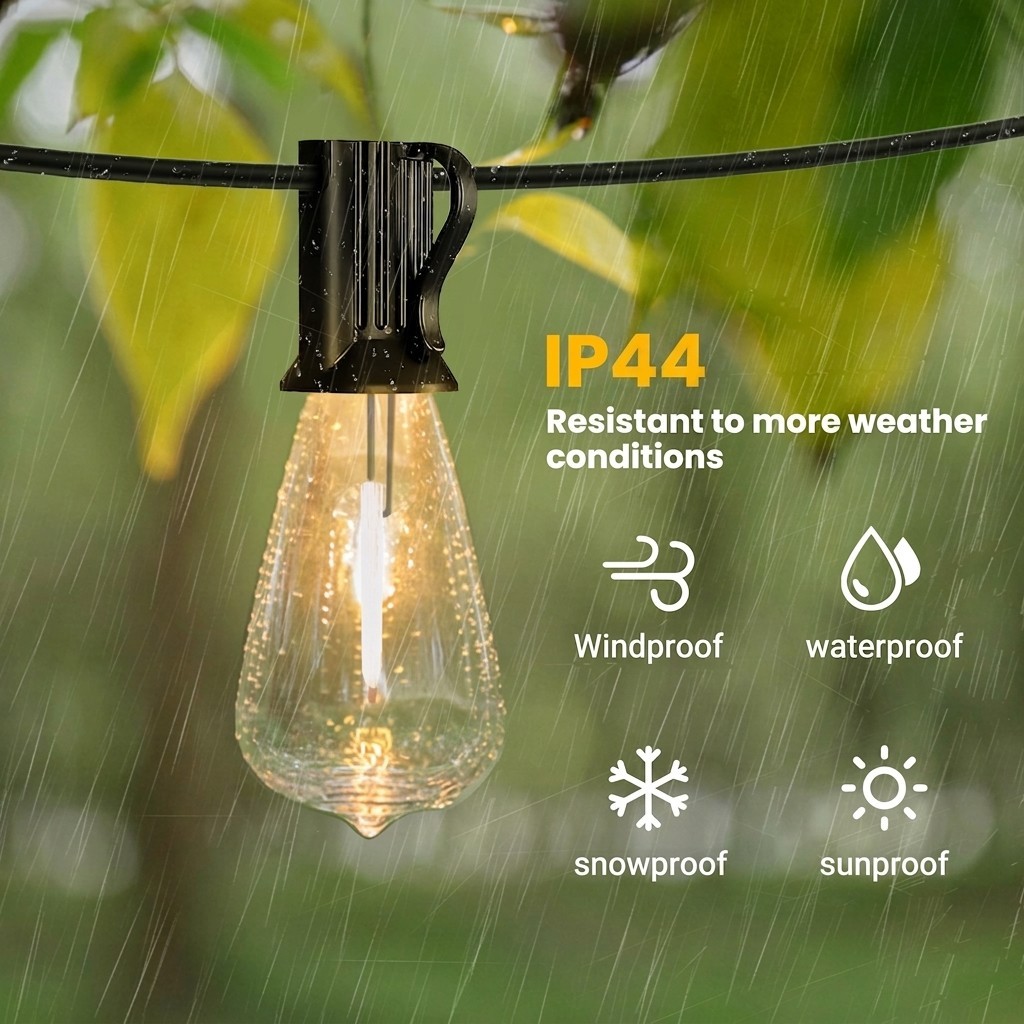 Solar String Lights 100FT, ST38 Shatterproof Bulbs Waterproof for Patio Garden