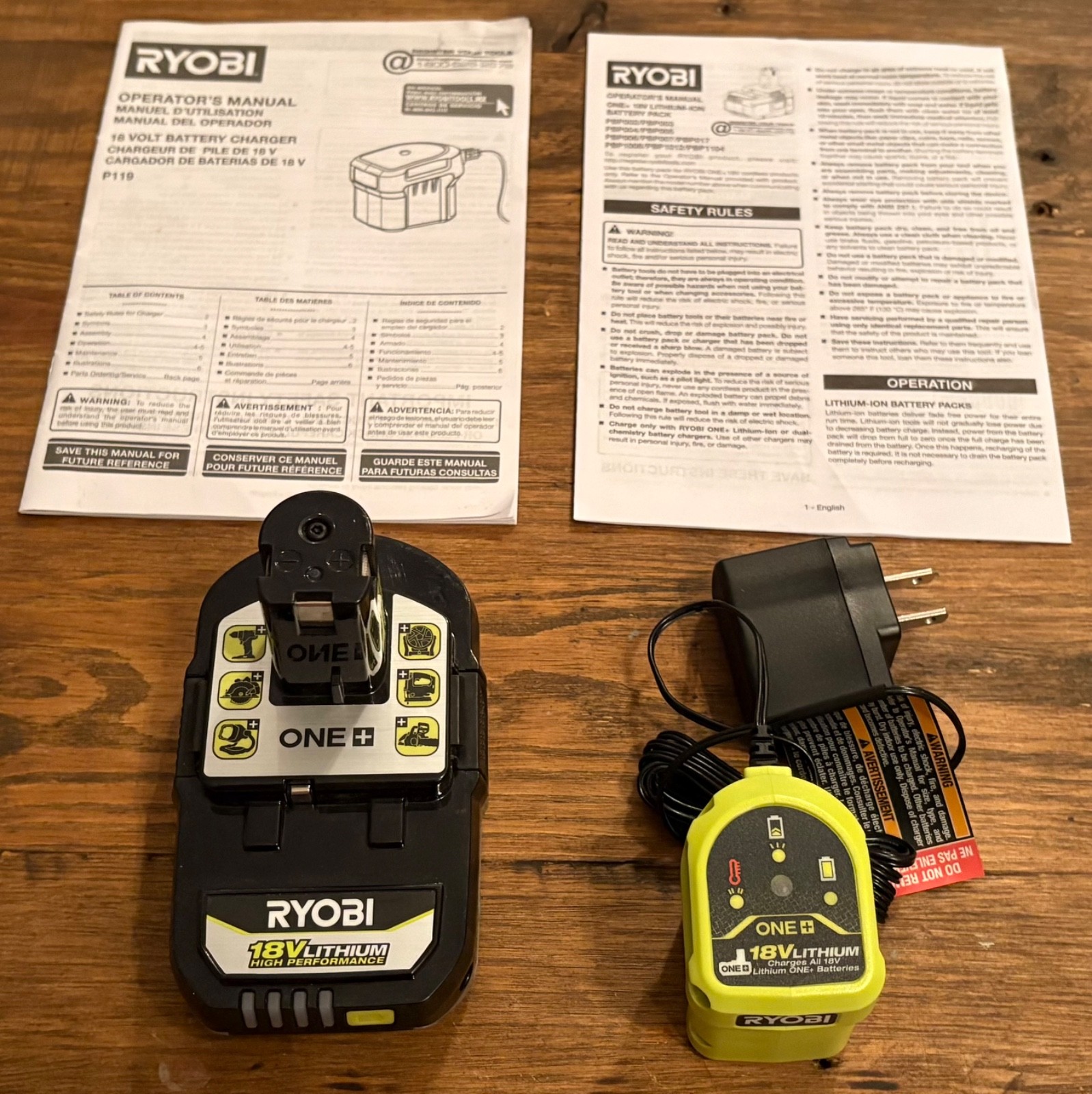 Ryobi ONE+ 18V 2.0 Ah Lithium High Performance Battery & Ryobi ONE+ Charger
