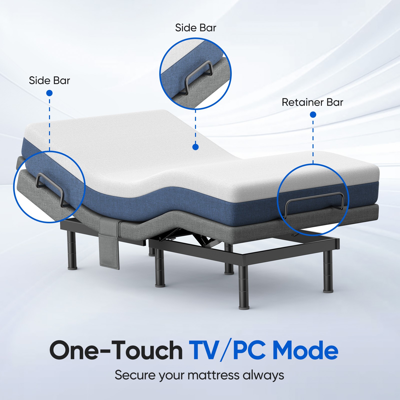 Split King Electirc Adjustable Bed Frame Base With Massage Remote USB Twin XL