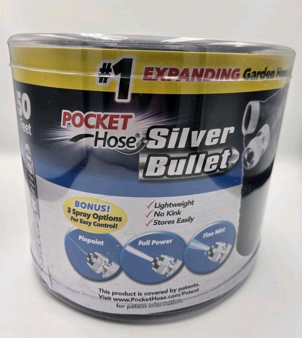 Pocket Hose Silver Bullet 50 FT Expandable Garden Hose w/ Spray Nozzle