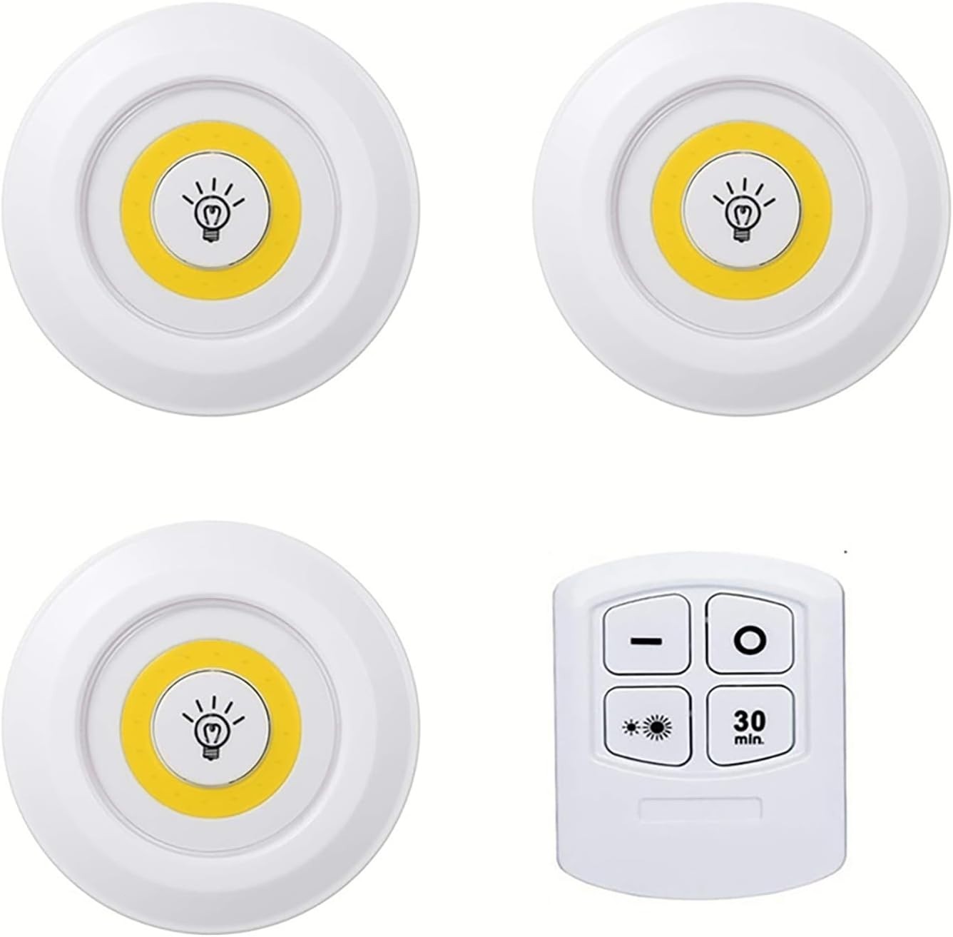 3x LED Wireless Puck Lamps Closet Under Cabinet Lighting With Remote Control US