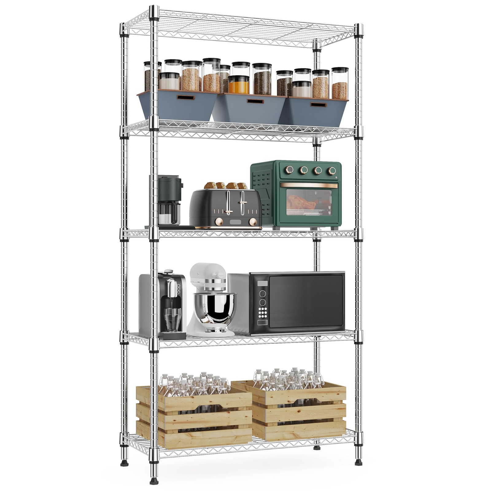 1250 lbs 5 Tier Shelf Metal Storage Shelves Wire Rack Closet Organizers with …